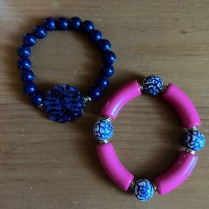 2 stretch Chinoiserie style bracelets